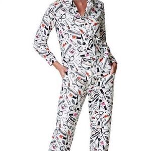 Kate Spade Dream a Little Makeup Pajama Set White- Size Small